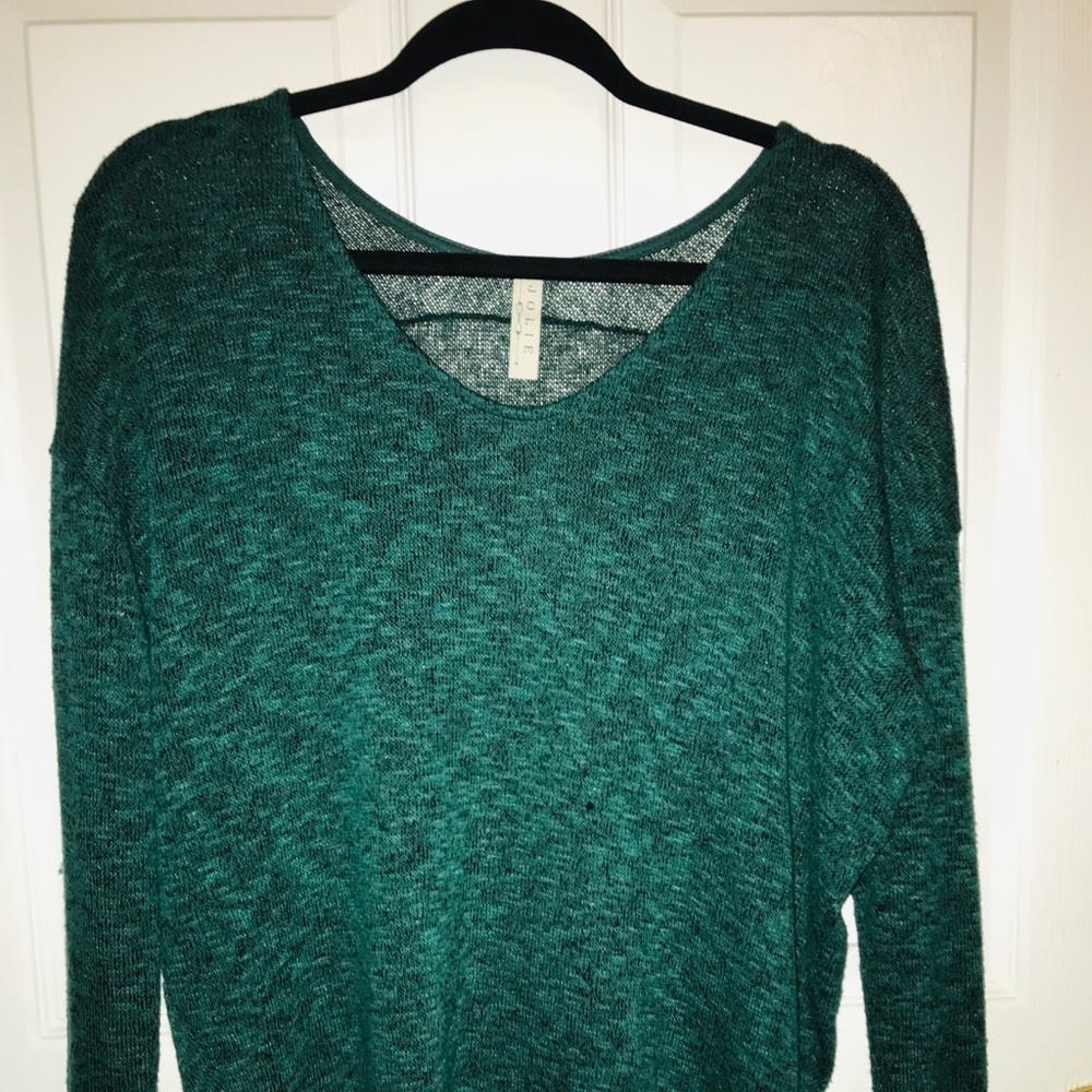 Emerald Green Scoop Neck high/low sweater